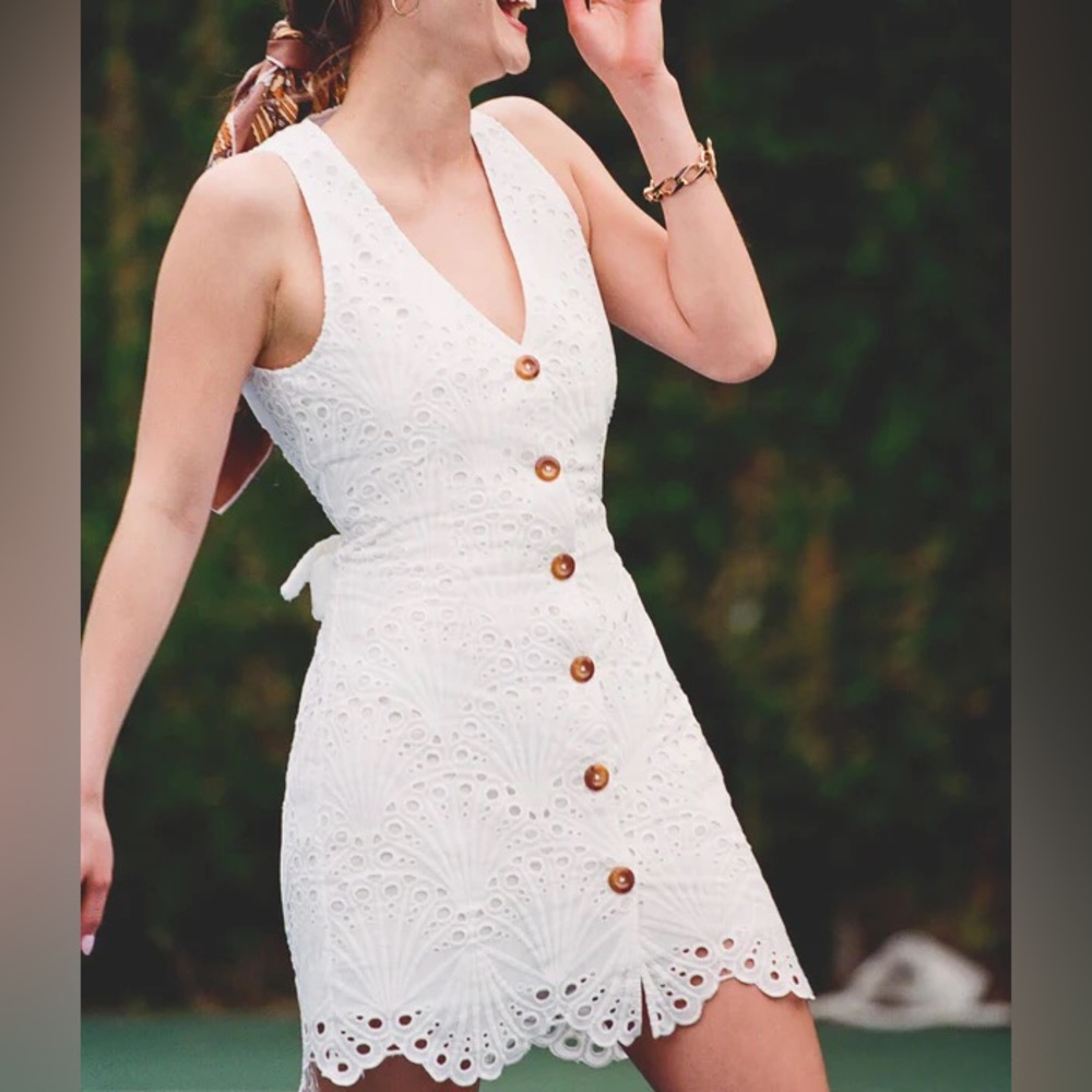 Andie White Eyelet Button-Down Dress